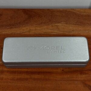 Morel Lightec Silver Metallic Hard Shell Eyewear Case with Cleaning Cloth